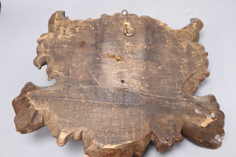 A carved oak lions mask, c.1860, height 29cm